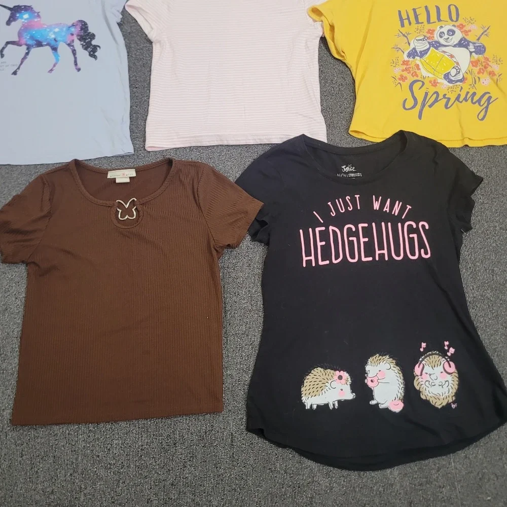 Gap Old Navy Justice 14/16 Graphic T-Shirt Bundle Girls XL 5pc Lot Animals